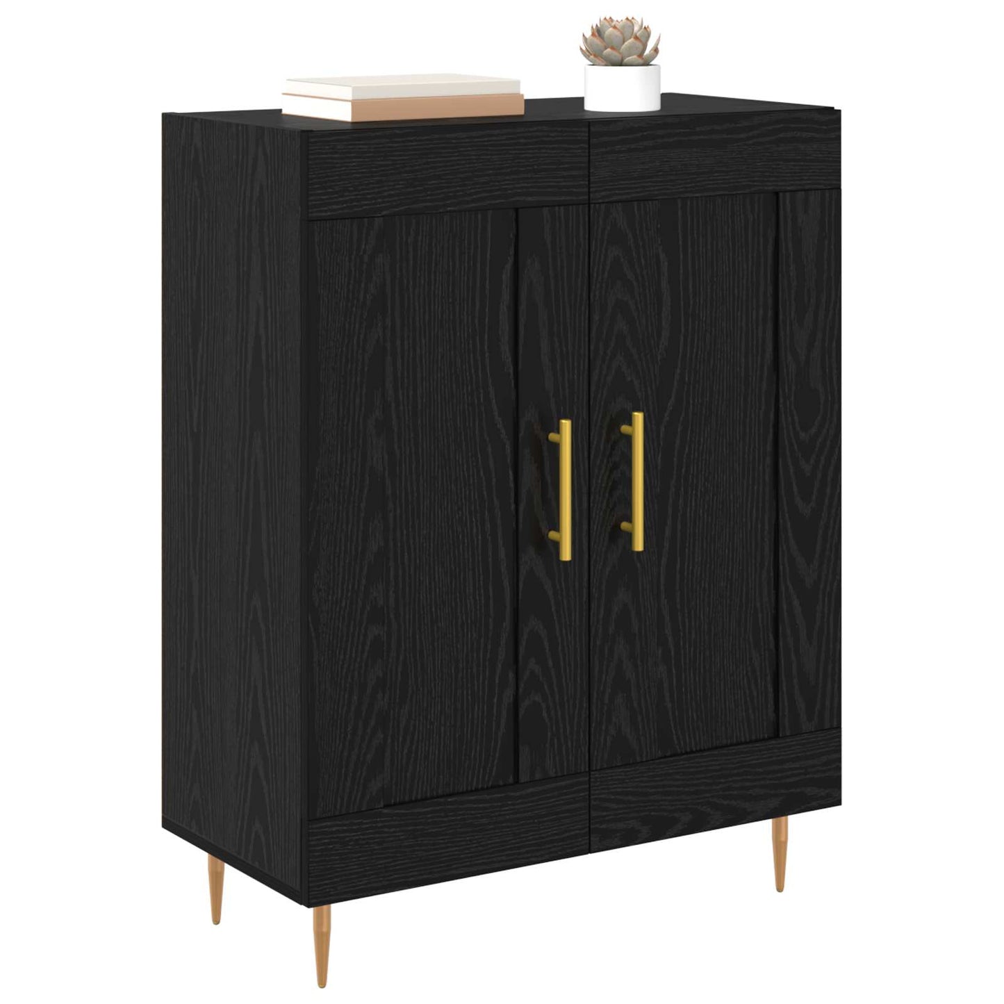 vidaXL Sideboard Black Oak 69.5 x 34 x 90 cm Engineered Wood and Iron