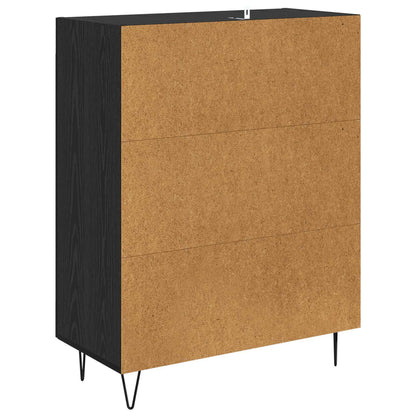 vidaXL Sideboard Black Oak 69.5 x 34 x 90 cm Engineered Wood and Iron