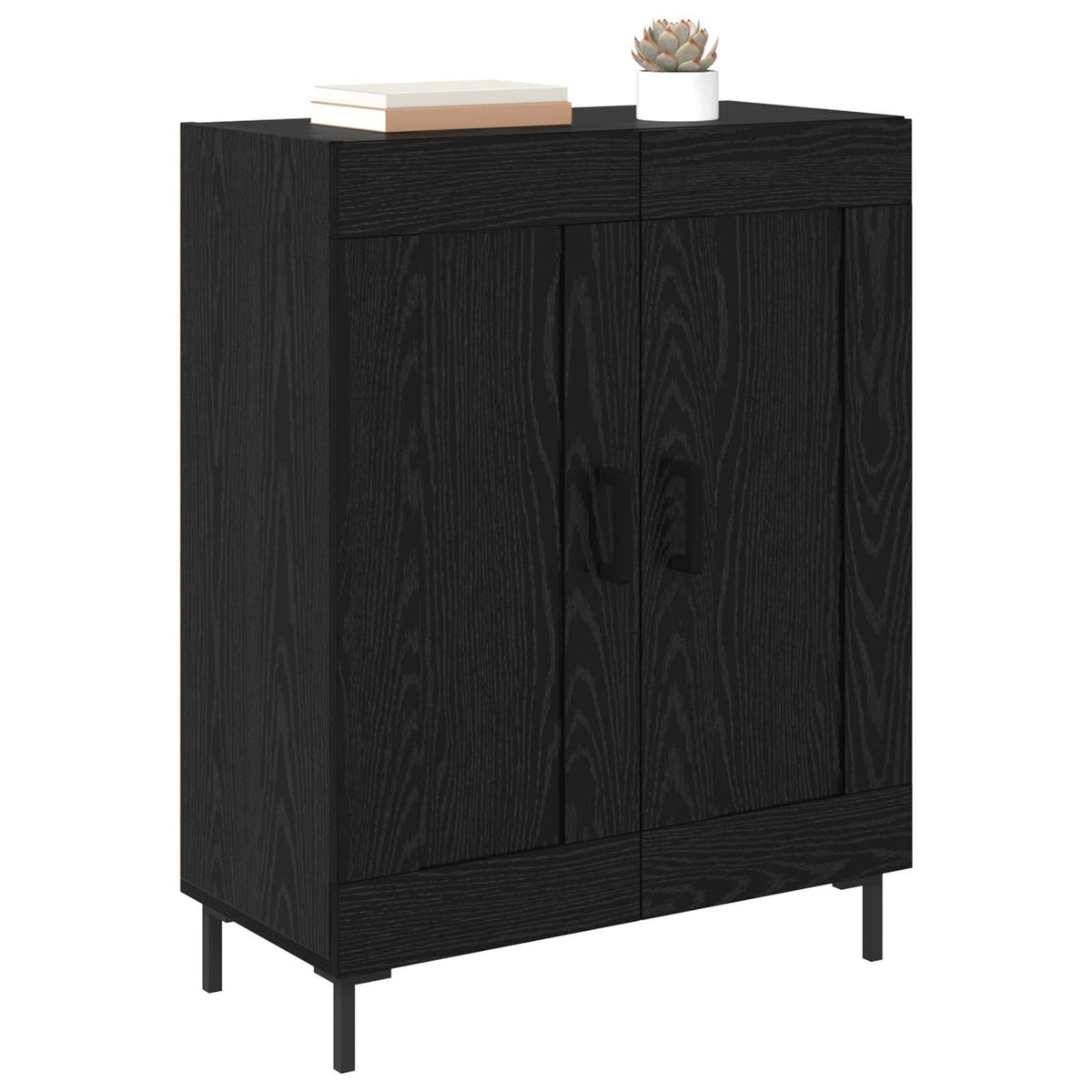 vidaXL Sideboard Black Oak 69.5 x 34 x 90 cm Engineered Wood and Iron