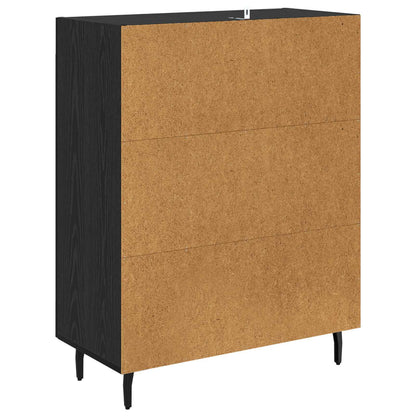 vidaXL Sideboard Black Oak 69.5 x 34 x 90 cm Engineered Wood and Iron