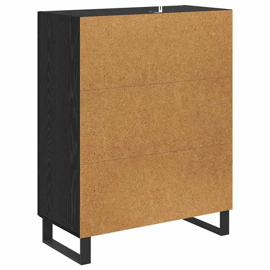 vidaXL Sideboard Black Oak 69.5 x 34 x 90 cm Engineered Wood and Iron