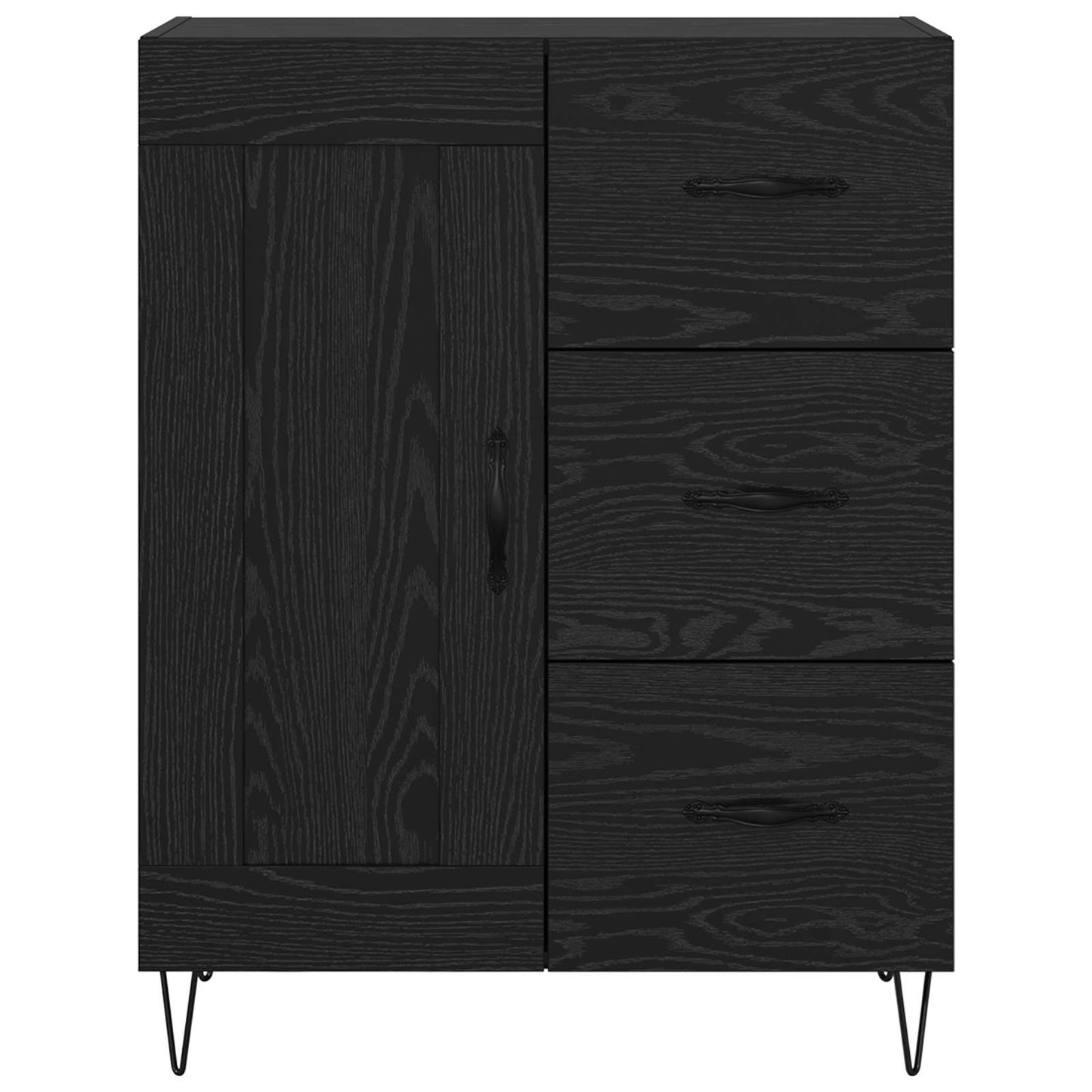 vidaXL Sideboard Black Oak 69.5 x 34 x 90 cm Engineered Wood