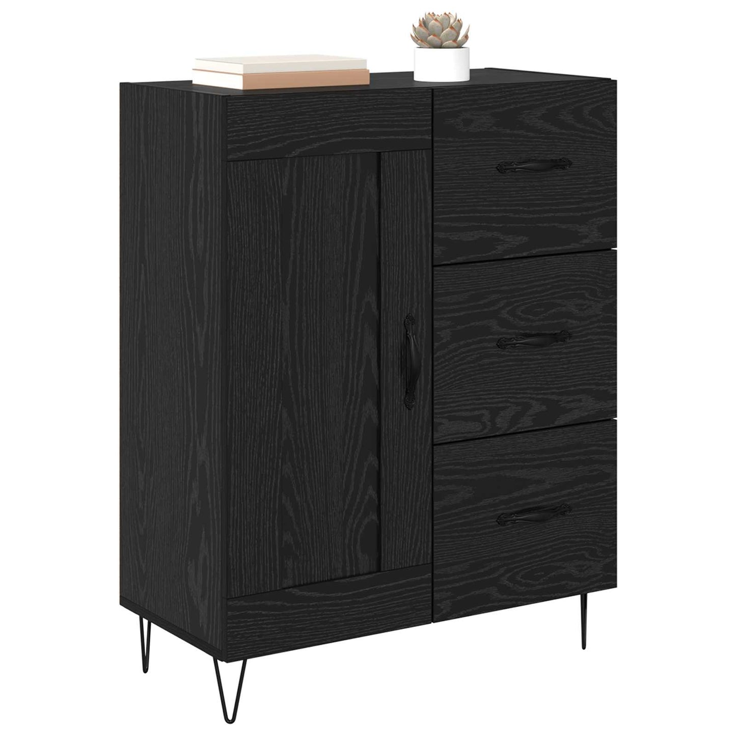 vidaXL Sideboard Black Oak 69.5 x 34 x 90 cm Engineered Wood