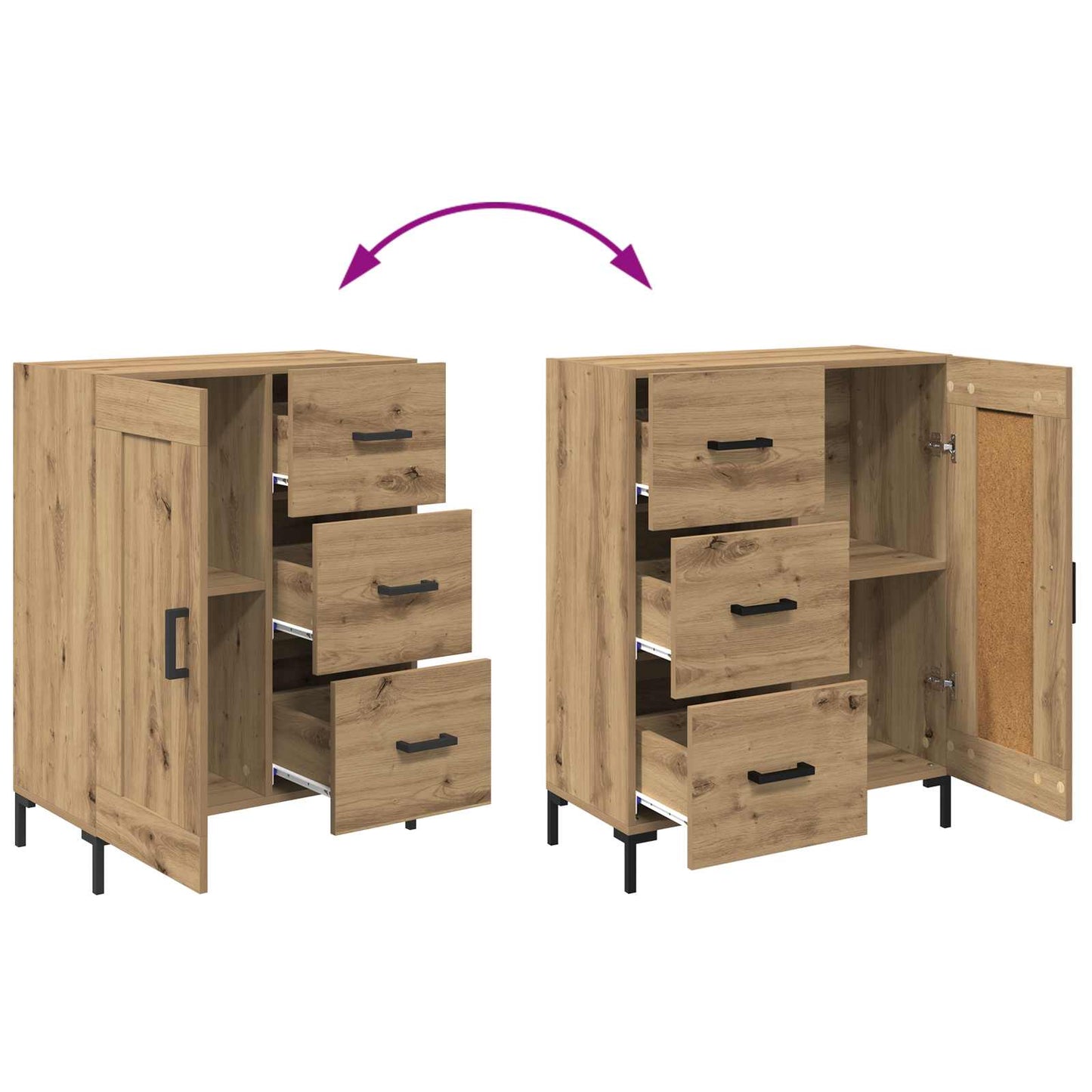 vidaXL Sideboard Artisan oak 69.5 x 34 x 90 cm Engineered wood