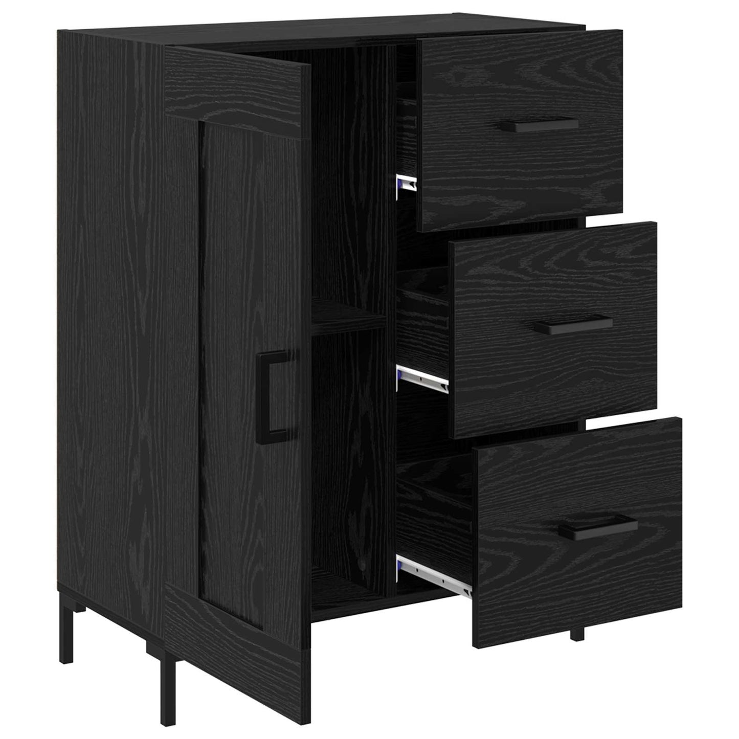 vidaXL Sideboard Black oak 69.5 x 34 x 90 cm Engineered Wood