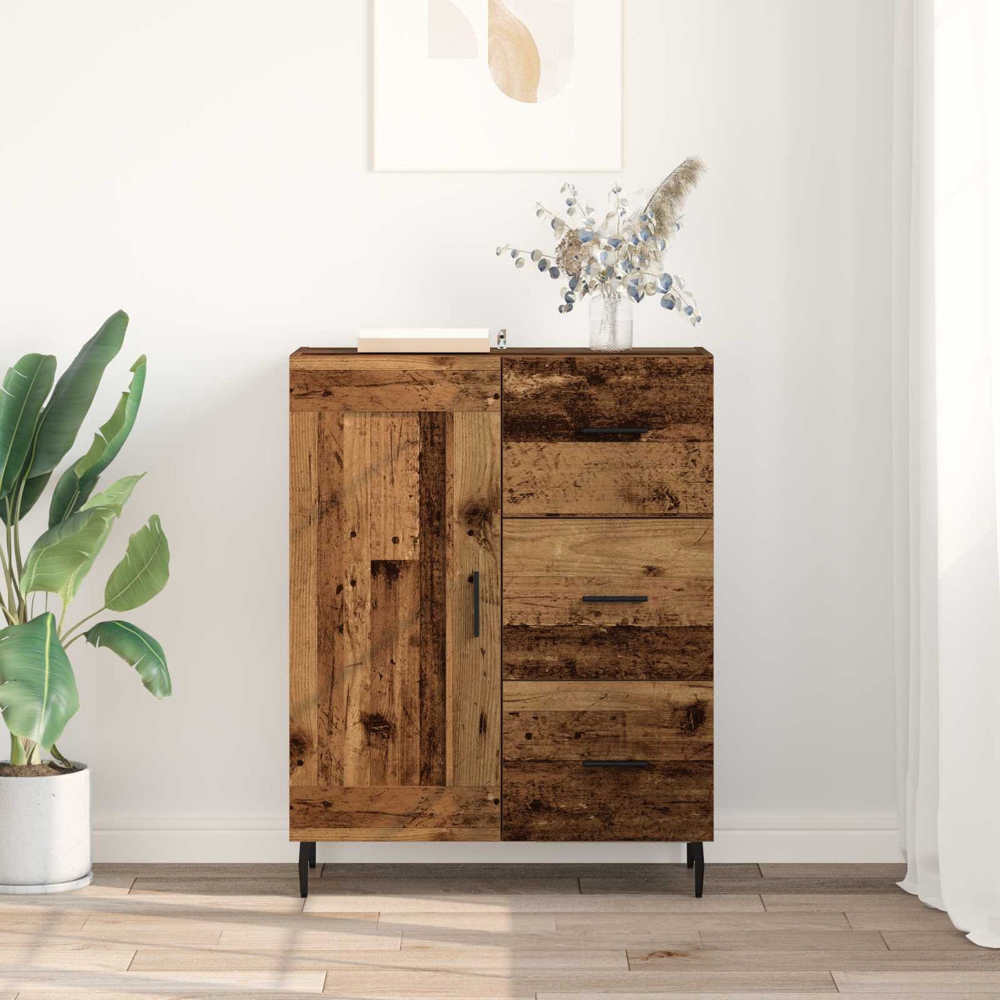vidaXL Sideboard Old Wood 69.5 x 34 x 90 cm Engineered Wood and Iron
