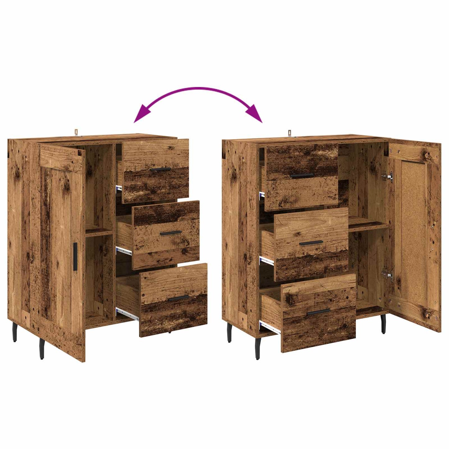 vidaXL Sideboard Old Wood 69.5 x 34 x 90 cm Engineered Wood and Iron