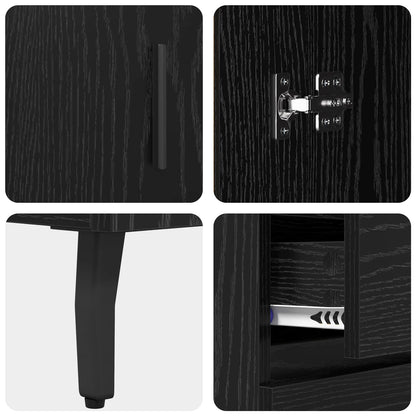 vidaXL Sideboard Black Oak 69.5 x 34 x 90 cm Engineered Wood and Iron