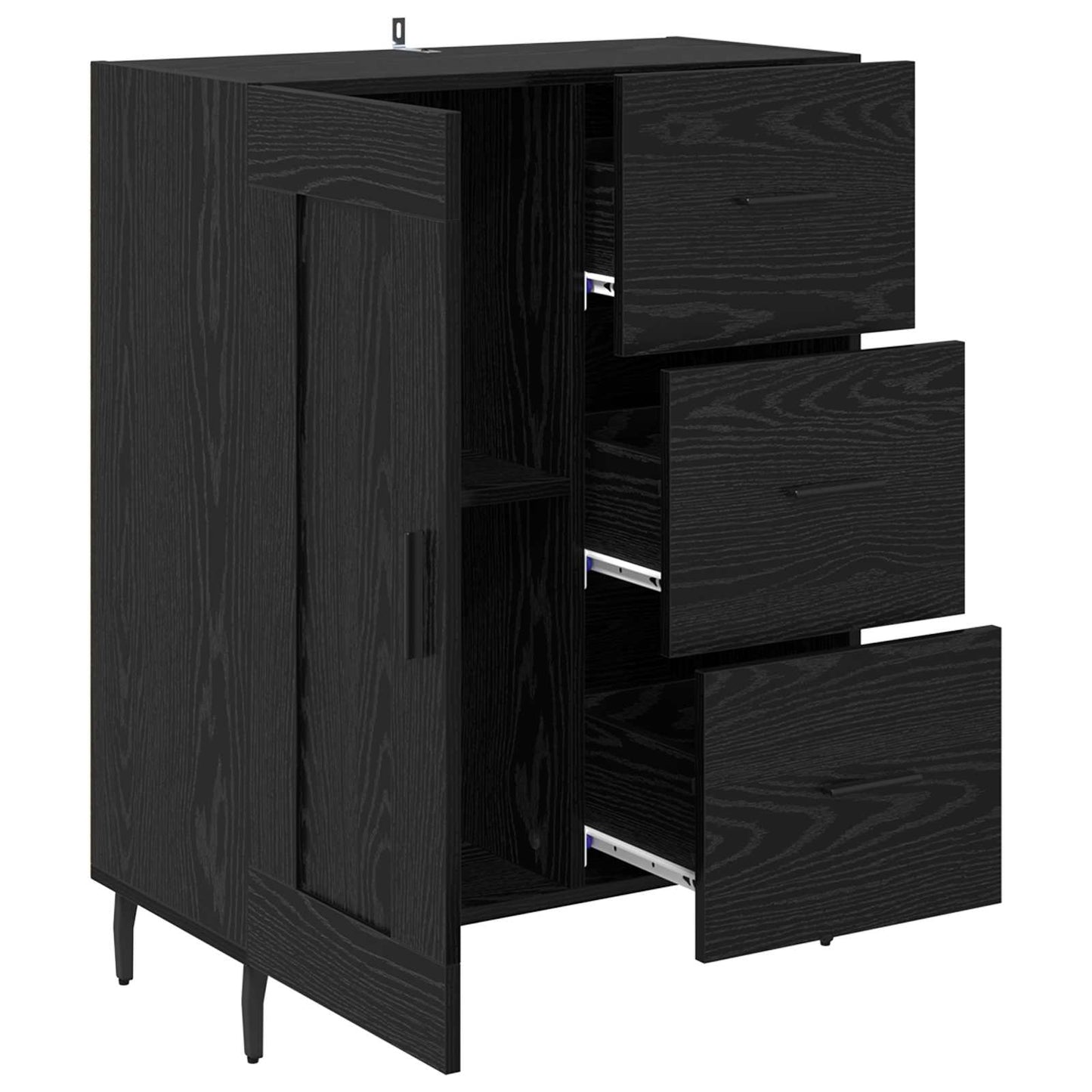 vidaXL Sideboard Black Oak 69.5 x 34 x 90 cm Engineered Wood and Iron