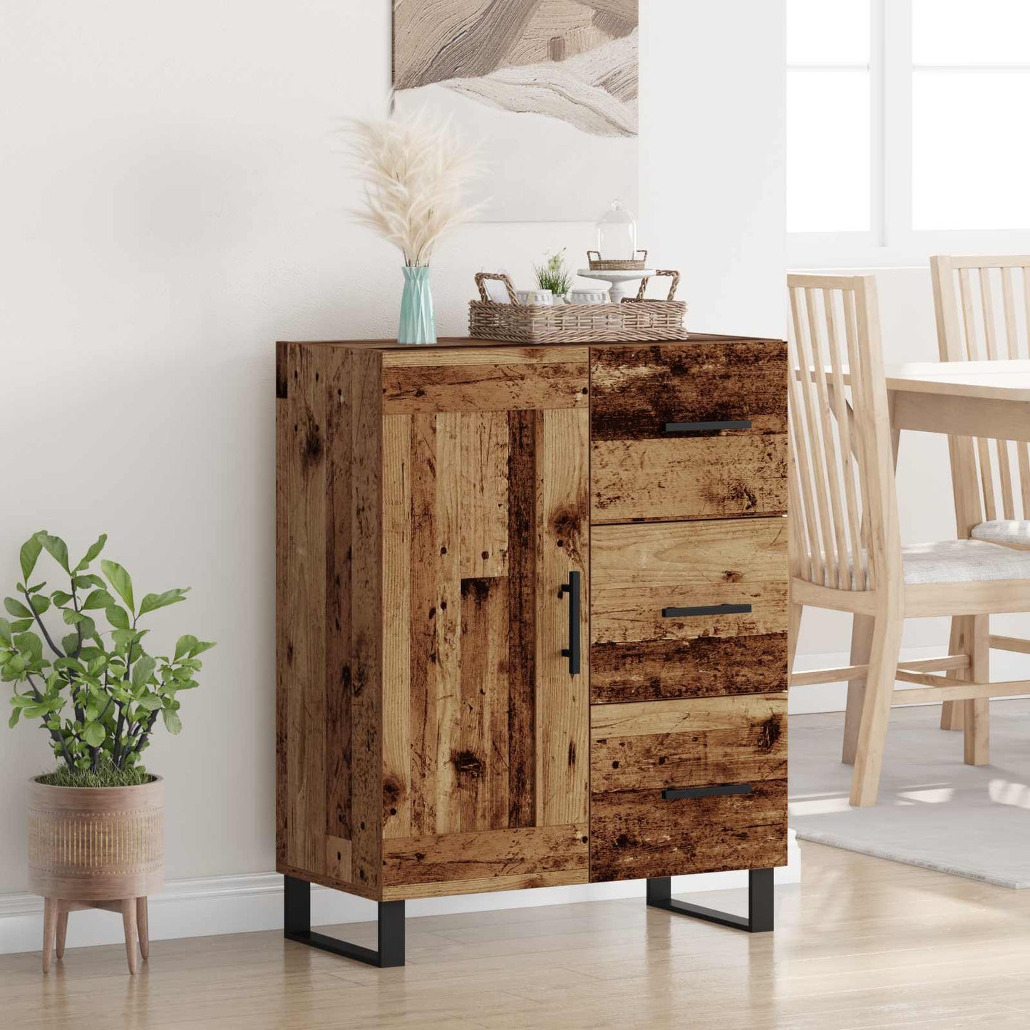 vidaXL Sideboard Old Wood 69.5 x 34 x 90 cm Engineered Wood and Iron