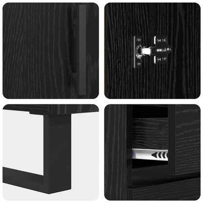 vidaXL Sideboard Black Oak 69.5 x 34 x 90 cm Engineered Wood and Iron