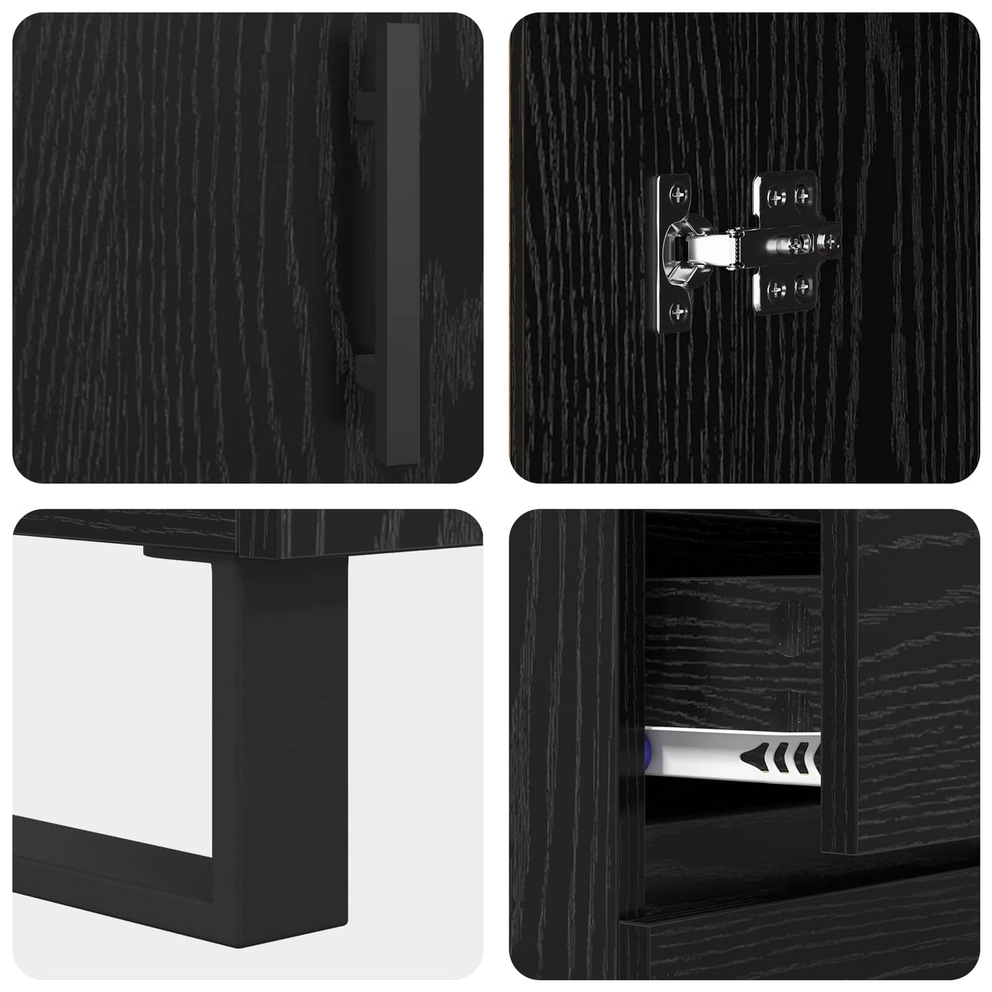 vidaXL Sideboard Black Oak 69.5 x 34 x 90 cm Engineered Wood and Iron