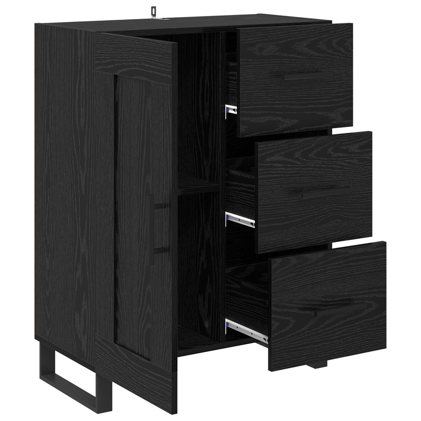 vidaXL Sideboard Black Oak 69.5 x 34 x 90 cm Engineered Wood and Iron