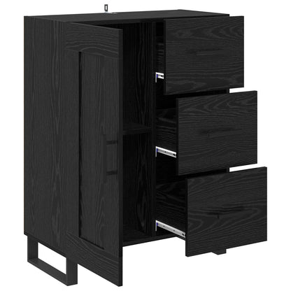 vidaXL Sideboard Black Oak 69.5 x 34 x 90 cm Engineered Wood and Iron