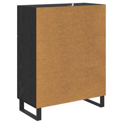 vidaXL Sideboard Black Oak 69.5 x 34 x 90 cm Engineered Wood and Iron