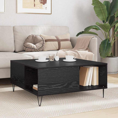 vidaXL Coffee Table Black Oak 80 x 80 x 36.5 cm Engineered Wood