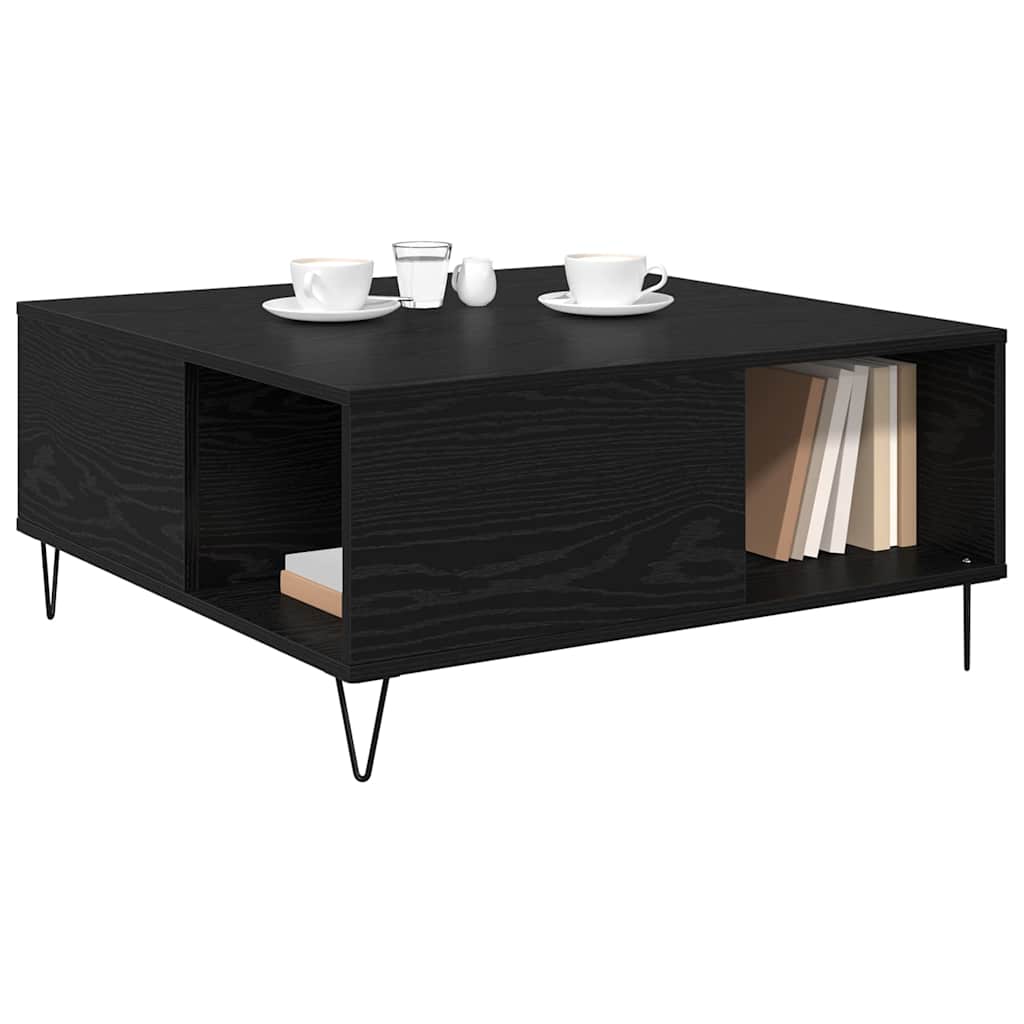 vidaXL Coffee Table Black Oak 80 x 80 x 36.5 cm Engineered Wood