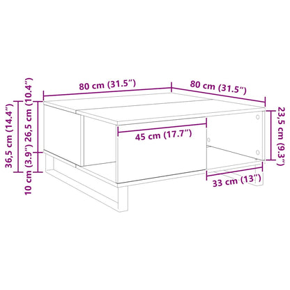 vidaXL Coffee Table Black Oak 80 x 80 x 36.5 cm Engineered Wood