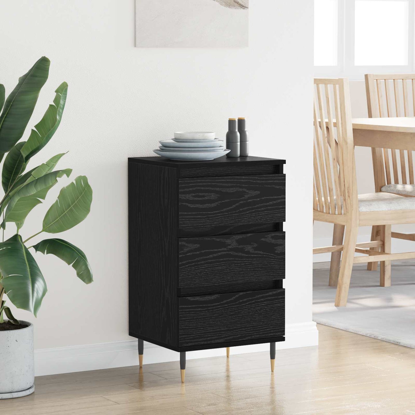 vidaXL Sideboard Black oak 35 x 40 x 70 cm Engineered Wood