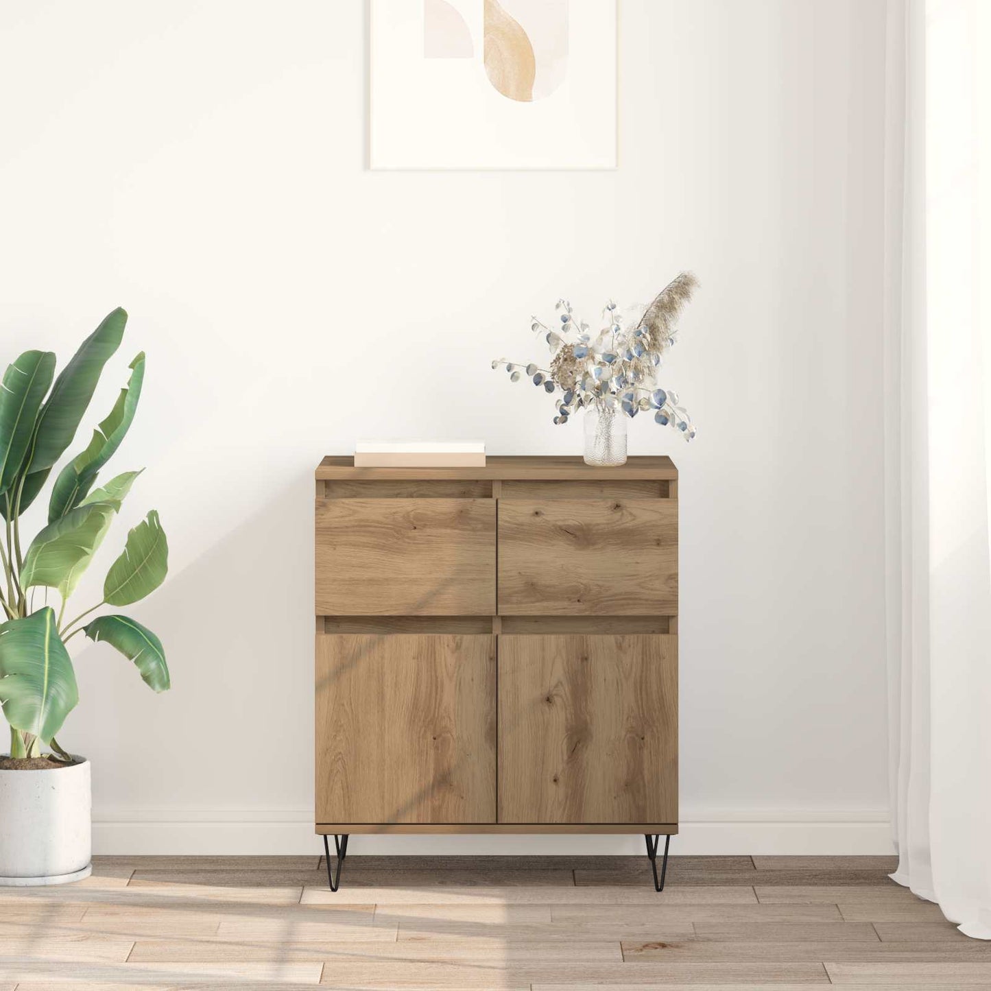 vidaXL Sideboard Artisan Oak 60 x 35 x 70 cm Engineered Wood and Iron