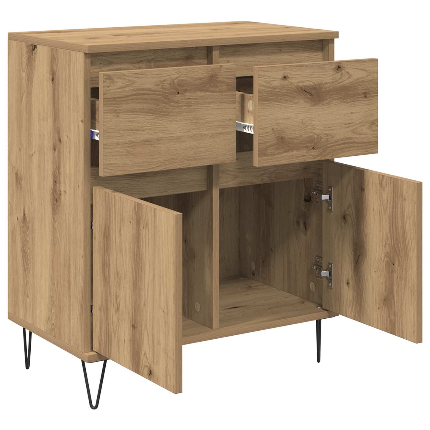 vidaXL Sideboard Artisan Oak 60 x 35 x 70 cm Engineered Wood and Iron