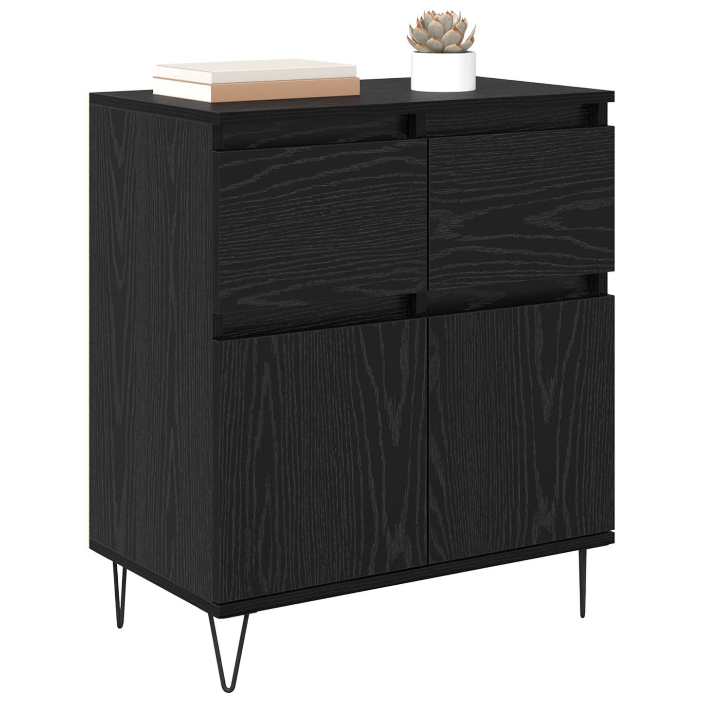 vidaXL Sideboard Black Oak 60 x 35 x 70 cm Engineered Wood and Iron
