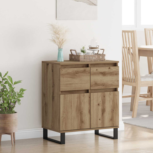vidaXL Sideboard Artisan Oak 60 x 35 x 70 cm Engineered Wood and Iron