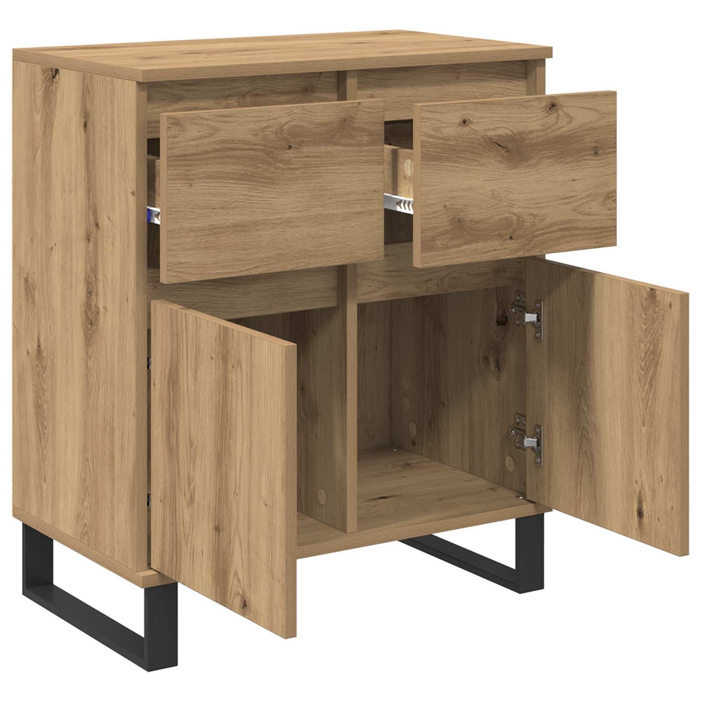 vidaXL Sideboard Artisan Oak 60 x 35 x 70 cm Engineered Wood and Iron
