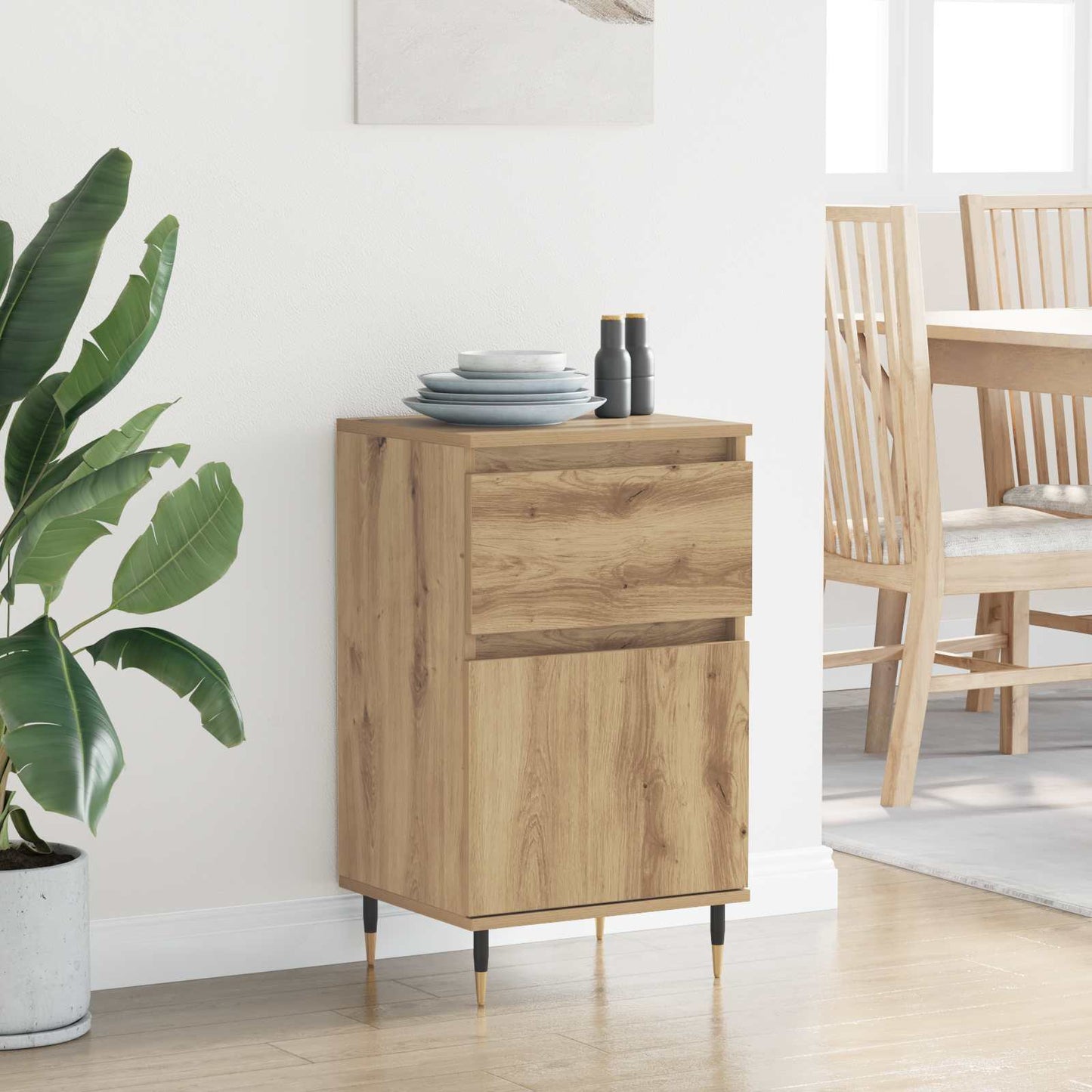 vidaXL Sideboard Artisan Oak 40 x 35 x 70 cm Engineered Wood and Iron