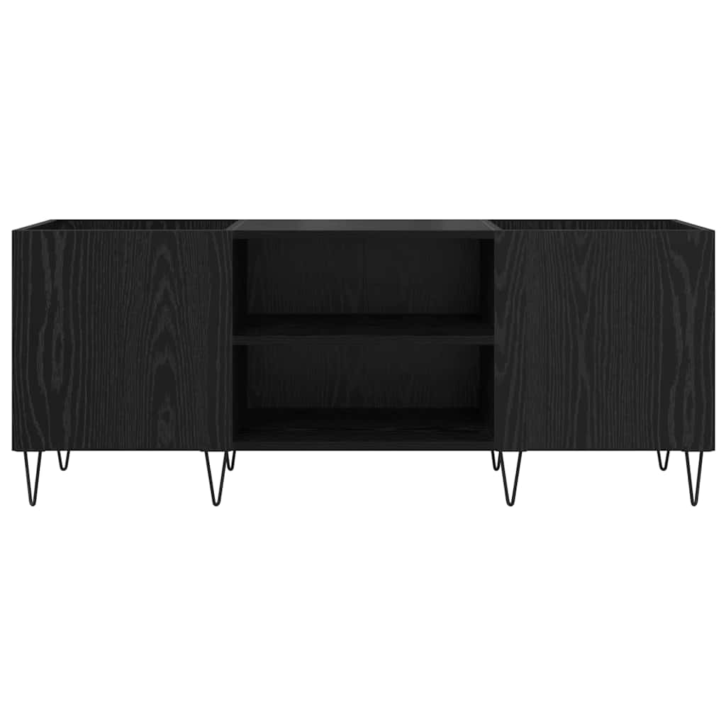 vidaXL Record Cabinet with Shelf with Door Black Oak 121 x 38 x 48 cm