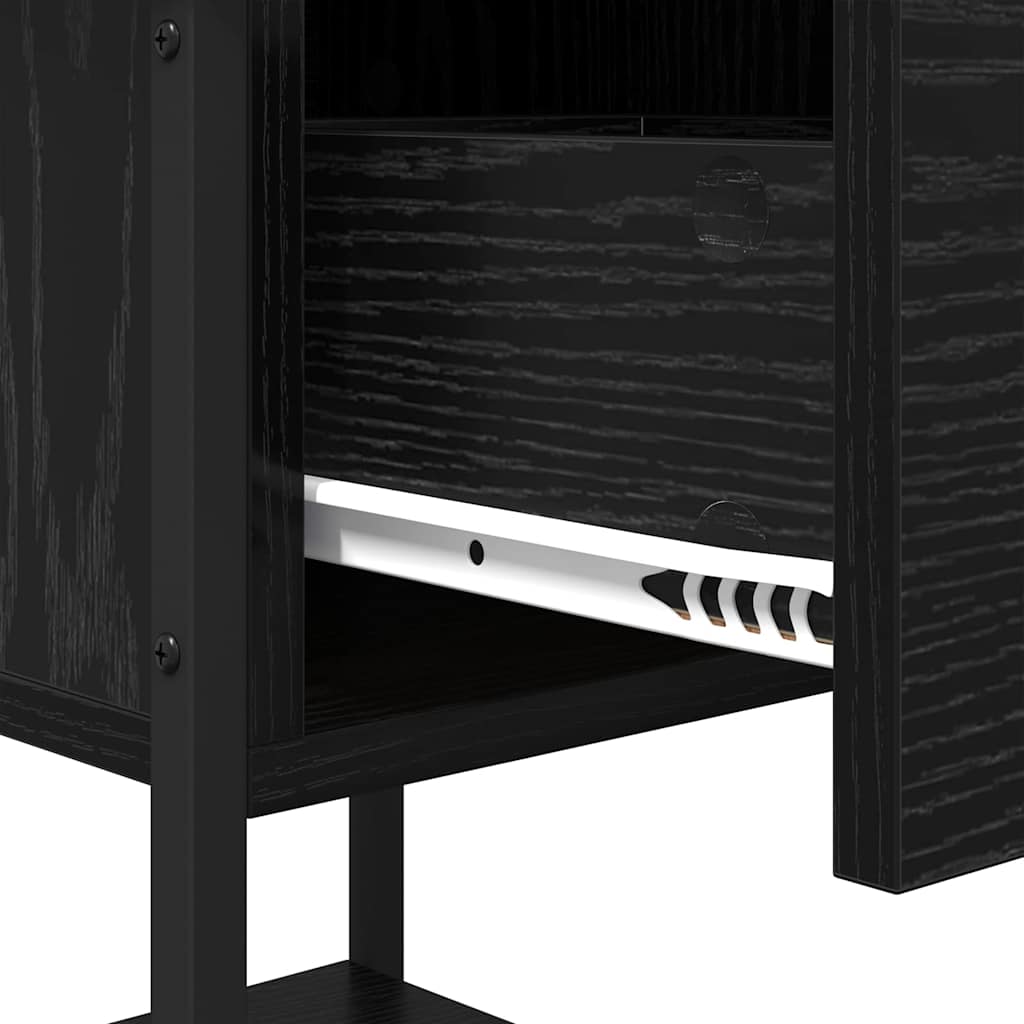 vidaXL Bedside Table 2 pcs Black Oak 34 x 35.5 x 45 cm Engineered Wood