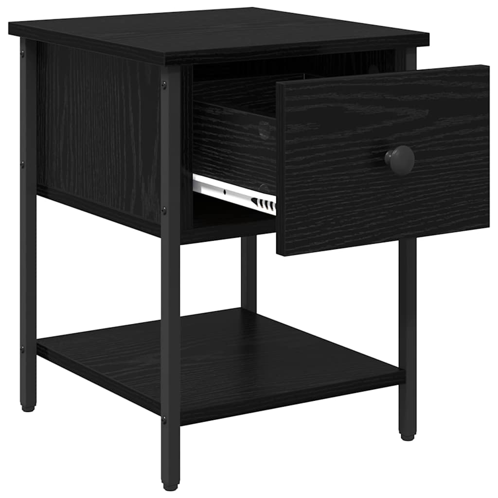 vidaXL Bedside Table 2 pcs Black Oak 34 x 35.5 x 45 cm Engineered Wood