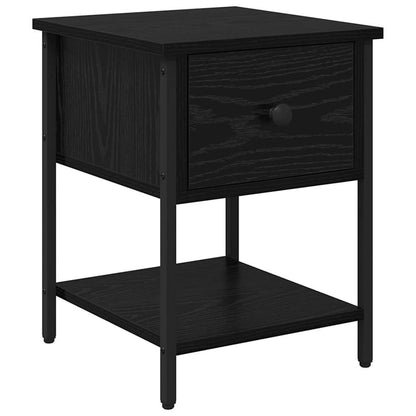 vidaXL Bedside Table 2 pcs Black Oak 34 x 35.5 x 45 cm Engineered Wood