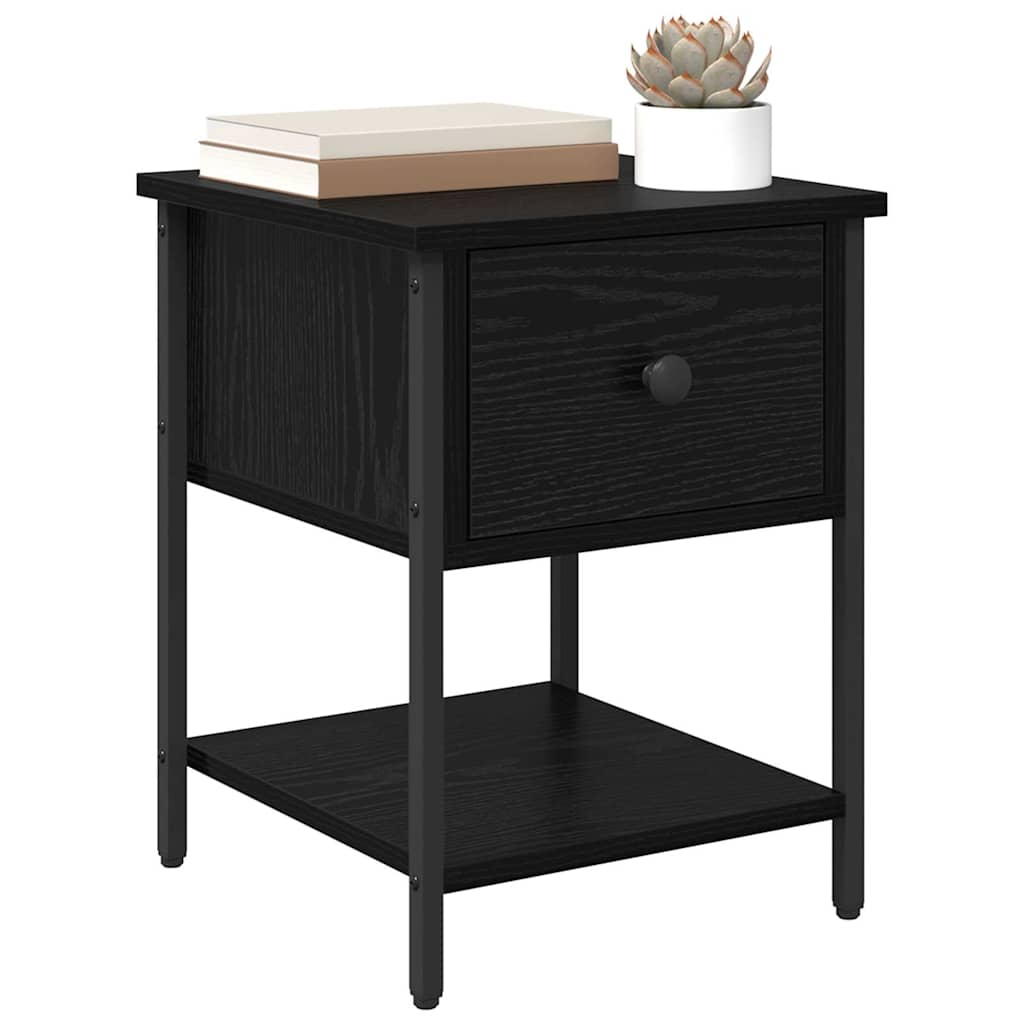 vidaXL Bedside Table 2 pcs Black Oak 34 x 35.5 x 45 cm Engineered Wood