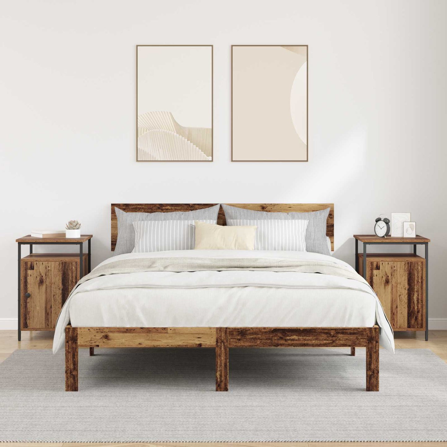 vidaXL Bedside Cabinet 2 pcs Old Wood 40 x 42 x 60cm Engineered Wood