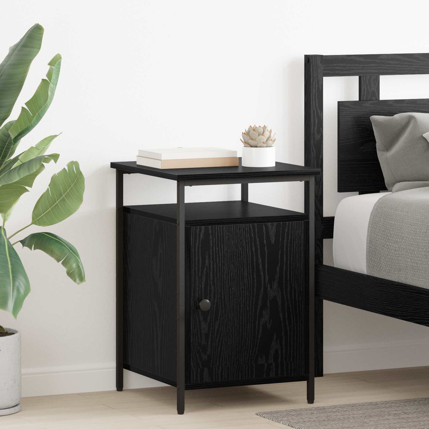 vidaXL Bedside Cabinet Black Oak 40 x 42 x 60cm Engineered Wood