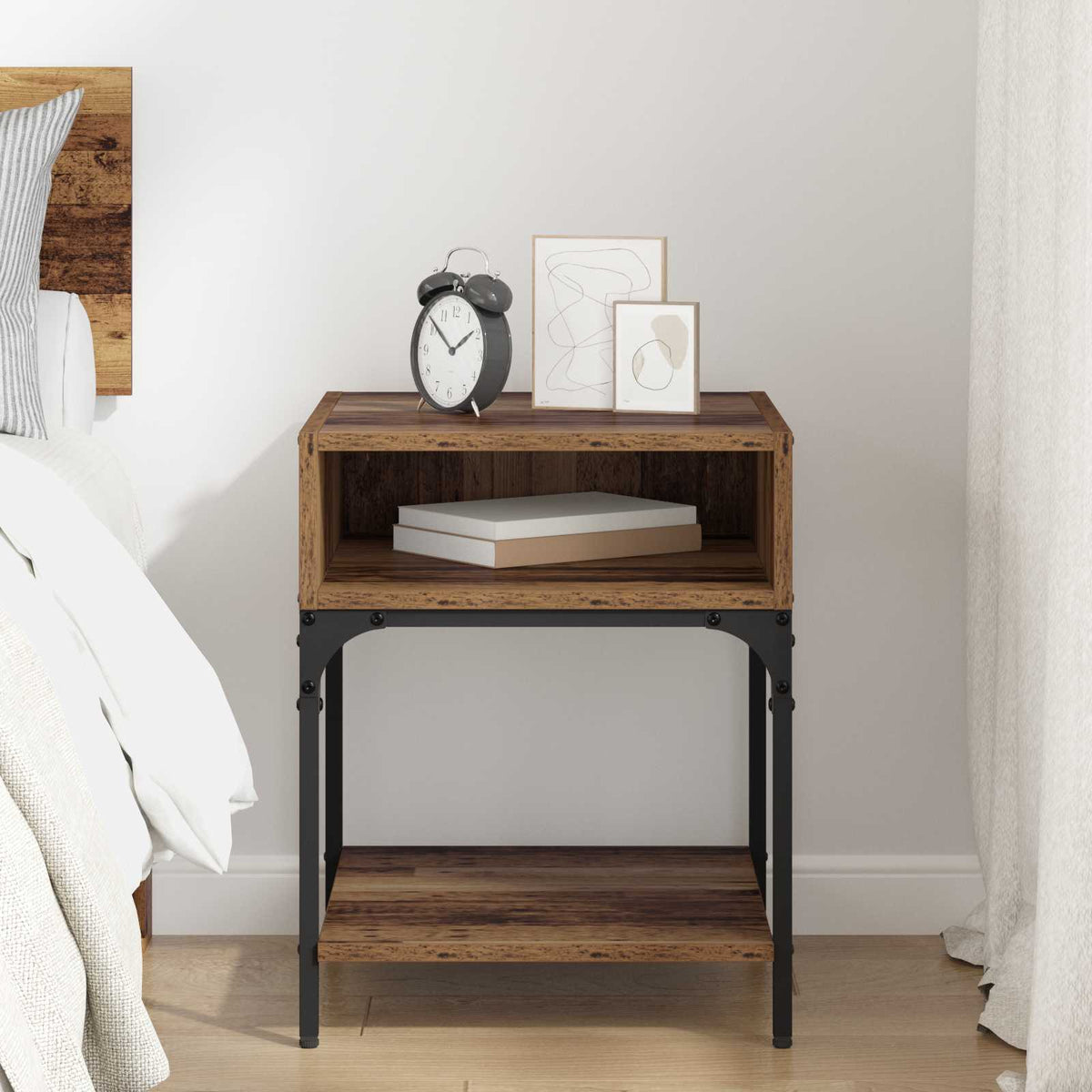 vidaXL Bedside Table Old Wood 40 x 40 x 50 cm Engineered Wood