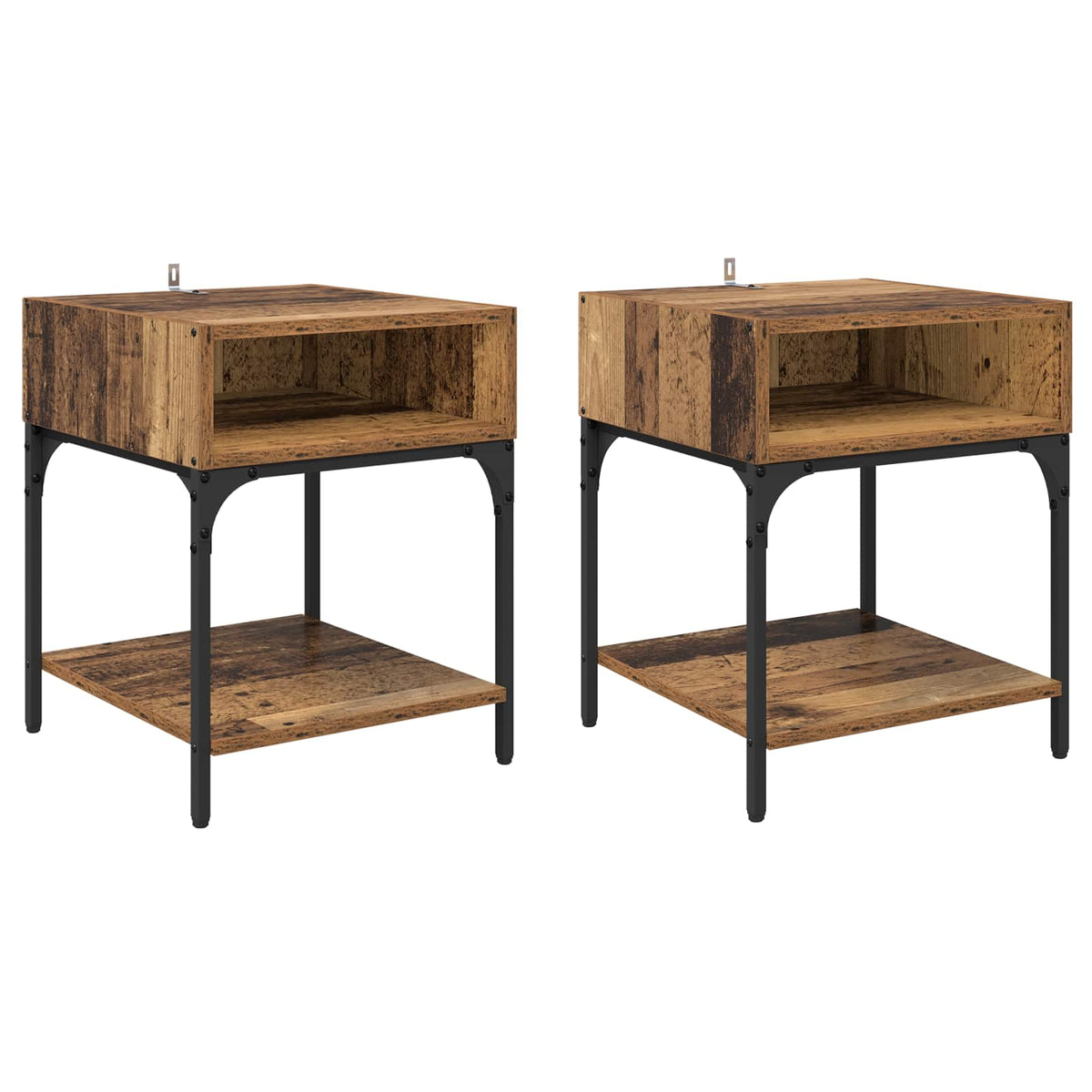 vidaXL Bedside Table 2 pcs Old Wood 40 x 40 x 50 cm Engineered Wood