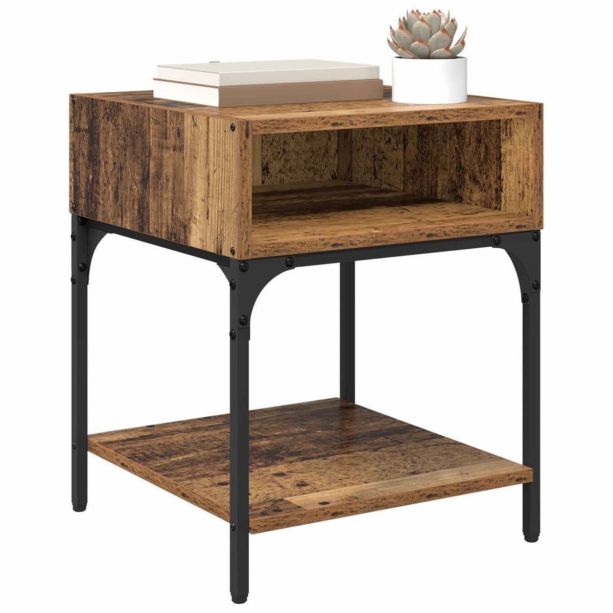 vidaXL Bedside Table 2 pcs Old Wood 40 x 40 x 50 cm Engineered Wood