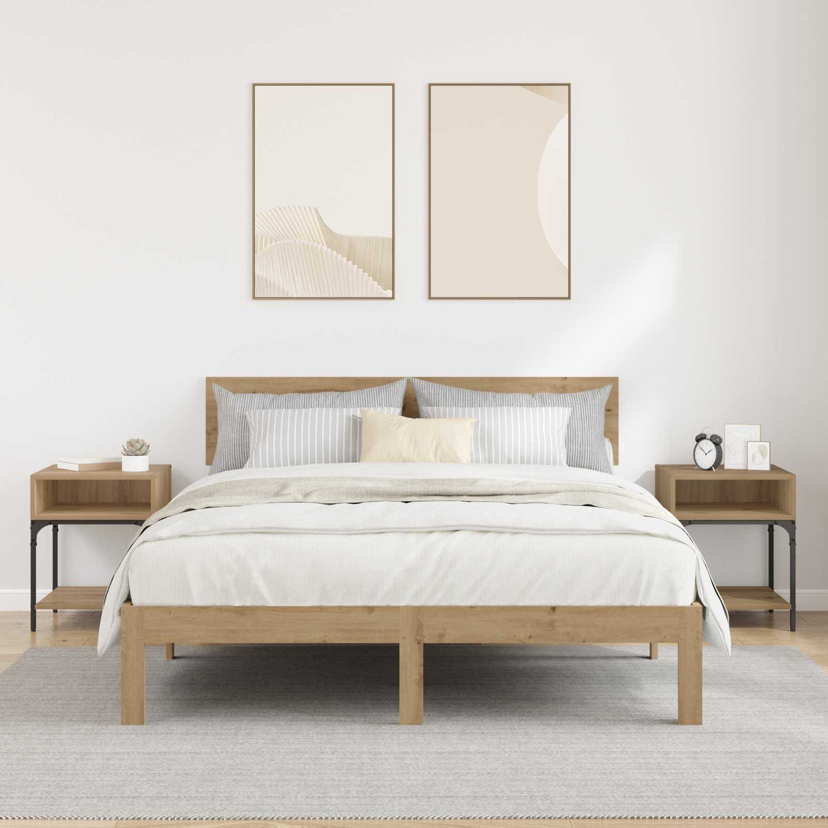 vidaXL Bedside Table 2 pcs Artisan Oak 40 x 40 x 50 cm Engineered Wood