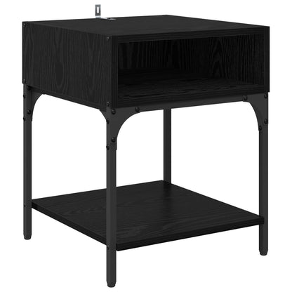 vidaXL Bedside Table Black Oak 40 x 40 x 50 cm Engineered Wood