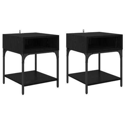 vidaXL Bedside Table 2 pcs Black Oak 40 x 40 x 50 cm Engineered Wood