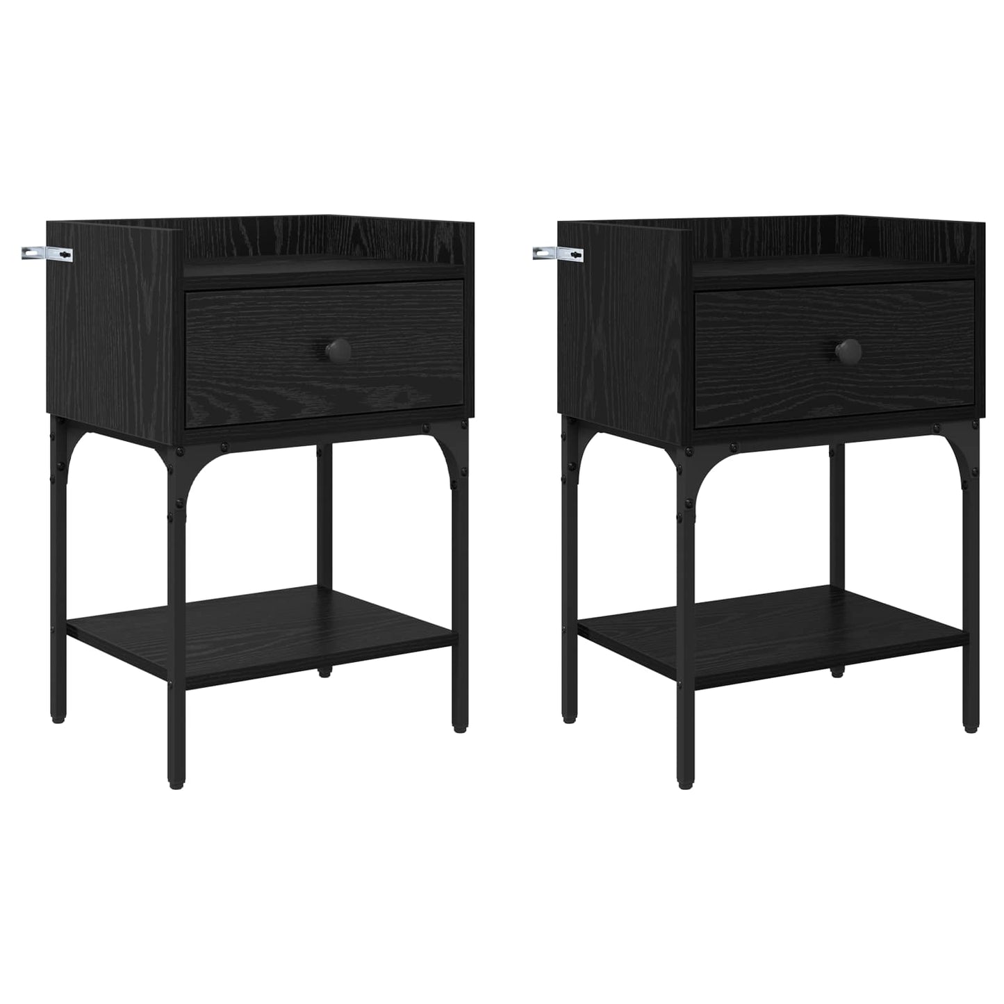 vidaXL Bedside Table 2 pcs Black Oak 40 x 29 x 60 cm Engineered Wood