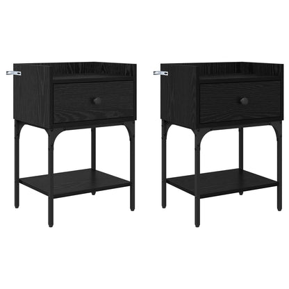 vidaXL Bedside Table 2 pcs Black Oak 40 x 29 x 60 cm Engineered Wood