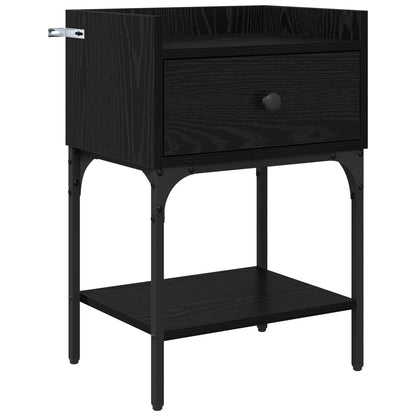 vidaXL Bedside Table 2 pcs Black Oak 40 x 29 x 60 cm Engineered Wood