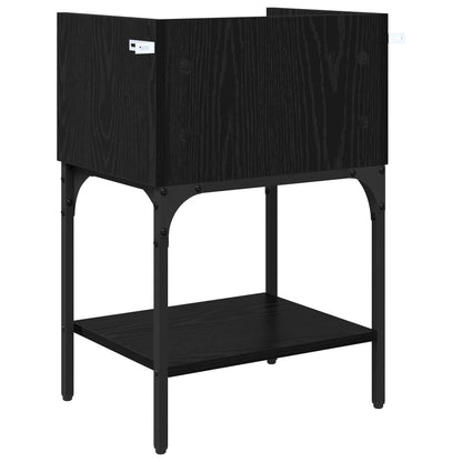 vidaXL Bedside Table 2 pcs Black Oak 40 x 29 x 60 cm Engineered Wood