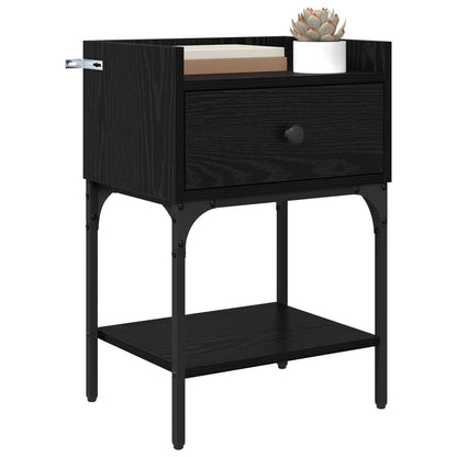 vidaXL Bedside Table 2 pcs Black Oak 40 x 29 x 60 cm Engineered Wood
