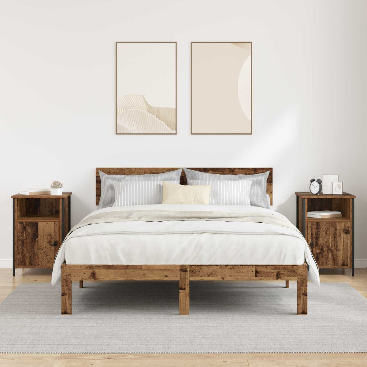 vidaXL Bedside Cabinet 2 pcs Old Wood 40 x 42 x 60 cm Engineered Wood
