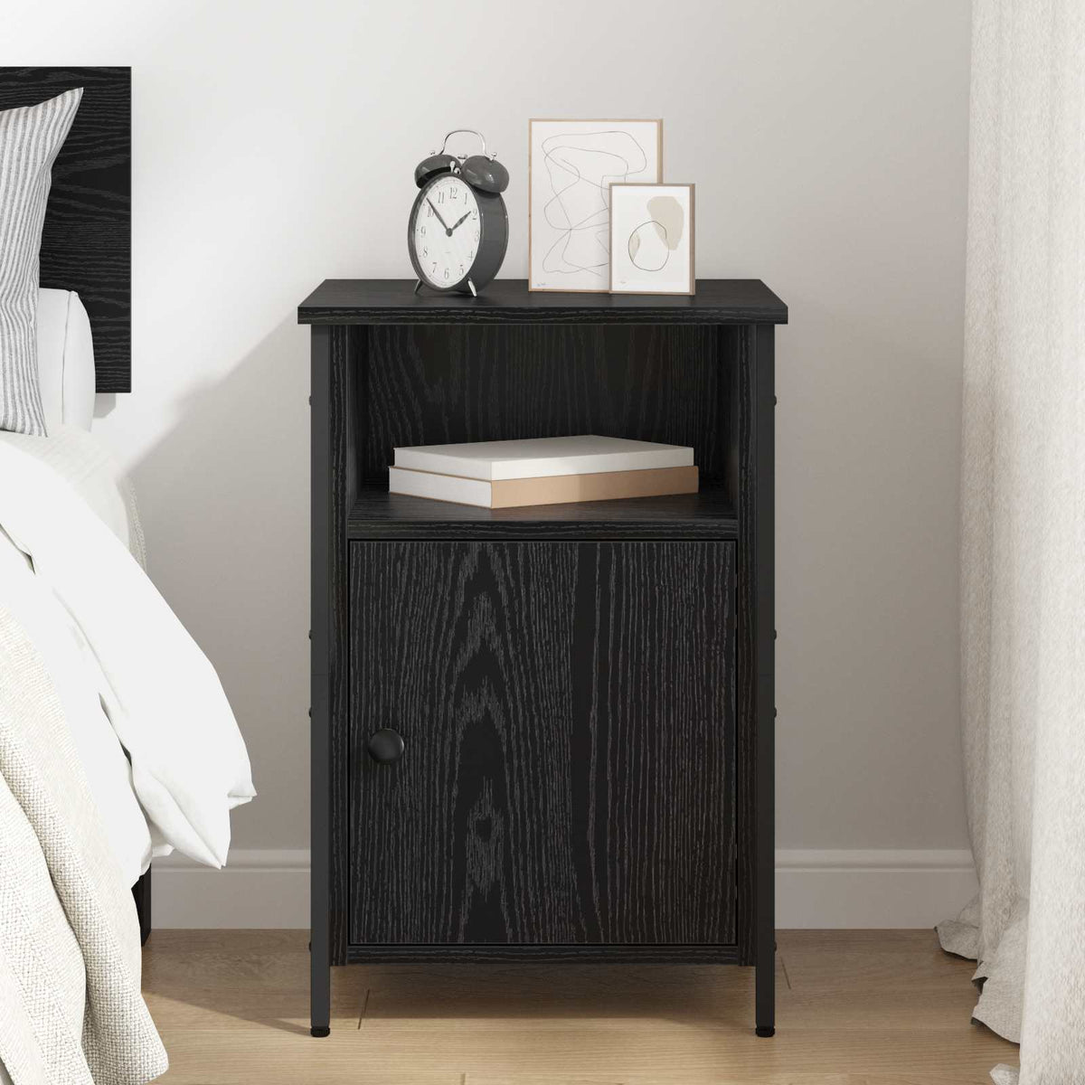 vidaXL Bedside Cabinet Black Oak 40 x 42 x 60 cm Engineered Wood