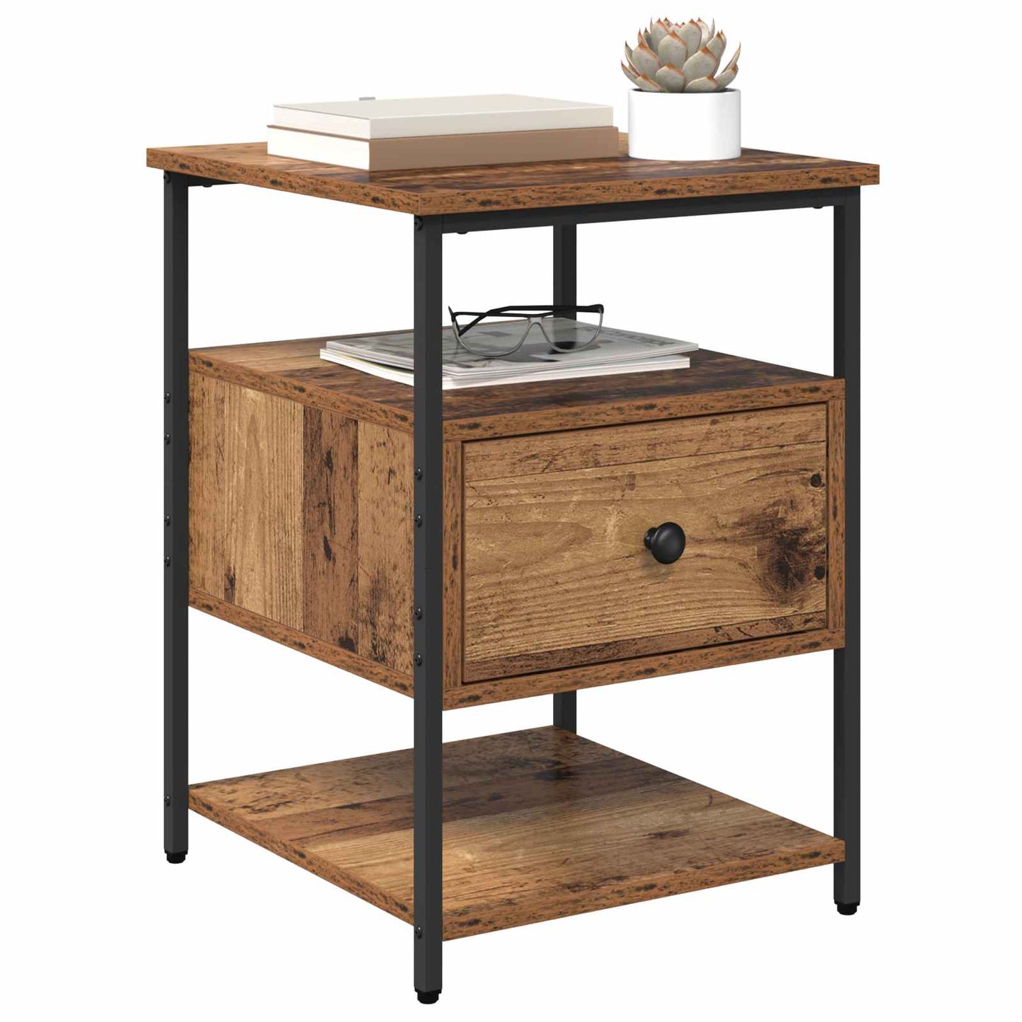 vidaXL Bedside Cabinet Old Wood 40 x 42 x 56 cm Engineered Wood